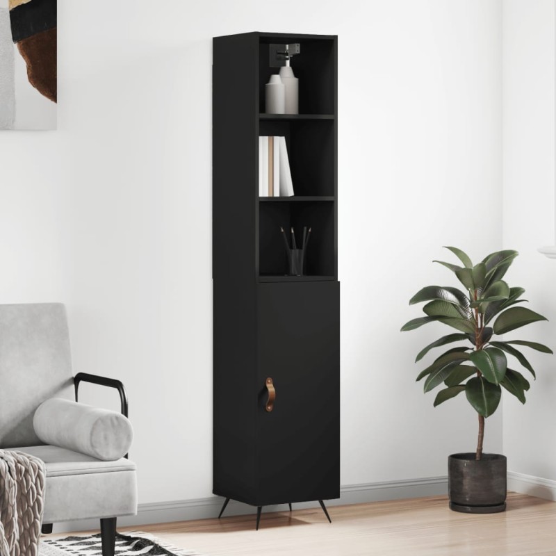 vidaXL Aparador de madera contrachapada negro 34,5x34x180 cm vidaXL Aparador de madera contrachapada negro 34,5x34x180 cm