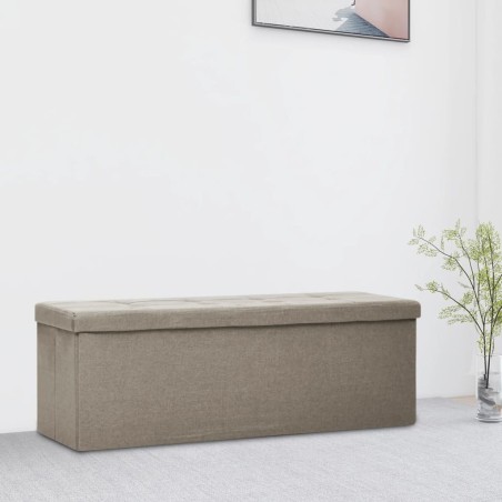 vidaXL Banco de almacenamiento plegable lino sintético gris taupe