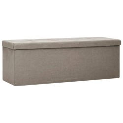 vidaXL Banco de almacenamiento plegable lino sintético gris taupe