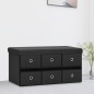 vidaXL Banco de almacenaje plegable lino sintético negro 76x38x38 cm vidaXL Banco de almacenaje plegable lino sintético negro 76x38x38 cm