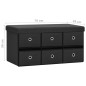 vidaXL Banco de almacenaje plegable lino sintético negro 76x38x38 cm vidaXL Banco de almacenaje plegable lino sintético negro 76x38x38 cm
