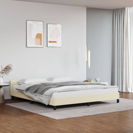 vidaXL Estructura de cama con cabecero cuero sintético crema 180x200cm