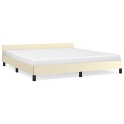 vidaXL Estructura de cama con cabecero cuero sintético crema 180x200cm