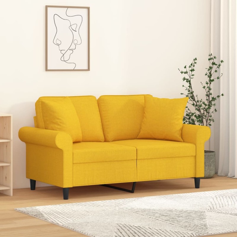 vidaXL Cojines decorativos 2 uds tela amarillo claro 40x40 cm vidaXL Cojines decorativos 2 uds tela amarillo claro 40x40 cm