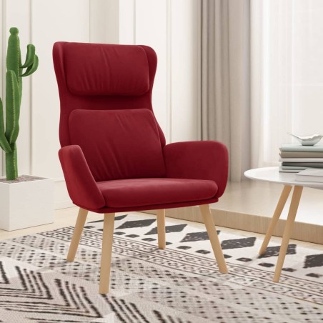 vidaXL Sillón de relax de terciopelo rojo vino tinto