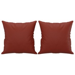 vidaXL Cojines decorativos 2 uds cuero sintético rojo tinto 40x40 cm
