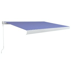 vidaXL Toldo de carrete manual azul y blanco 450x300 cm