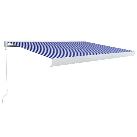 vidaXL Toldo de carrete manual azul y blanco 450x300 cm