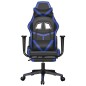 vidaXL Silla gaming de masaje y reposapiés cuero sintético negro azul vidaXL Silla gaming de masaje y reposapiés cuero sintético negro azul