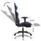 vidaXL Silla gaming de masaje y reposapiés cuero sintético negro azul vidaXL Silla gaming de masaje y reposapiés cuero sintético negro azul