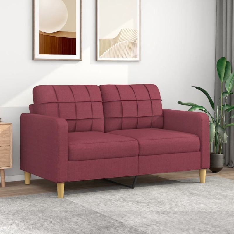 vidaXL Sofá de 2 plazas de tela rojo tinto 140 cm vidaXL Sofá de 2 plazas de tela rojo tinto 140 cm