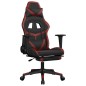 vidaXL Silla gaming masaje reposapiés cuero sintético negro rojo tinto vidaXL Silla gaming masaje reposapiés cuero sintético negro rojo tinto