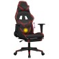 vidaXL Silla gaming masaje reposapiés cuero sintético negro rojo tinto vidaXL Silla gaming masaje reposapiés cuero sintético negro rojo tinto