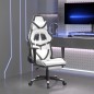 vidaXL Silla gaming masaje y reposapiés cuero sintético negro blanco vidaXL Silla gaming masaje y reposapiés cuero sintético negro blanco