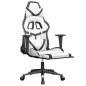 vidaXL Silla gaming masaje y reposapiés cuero sintético negro blanco vidaXL Silla gaming masaje y reposapiés cuero sintético negro blanco