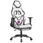vidaXL Silla gaming masaje y reposapiés cuero sintético negro blanco vidaXL Silla gaming masaje y reposapiés cuero sintético negro blanco