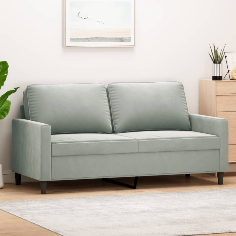 vidaXL Sofá de 2 plazas de terciopelo gris claro 140 cm vidaXL Sofá de 2 plazas de terciopelo gris claro 140 cm