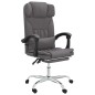 vidaXL Silla de oficina reclinable masaje cuero sintético gris vidaXL Silla de oficina reclinable masaje cuero sintético gris
