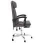 vidaXL Silla de oficina reclinable masaje cuero sintético gris vidaXL Silla de oficina reclinable masaje cuero sintético gris