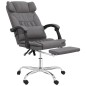 vidaXL Silla de oficina reclinable masaje cuero sintético gris vidaXL Silla de oficina reclinable masaje cuero sintético gris