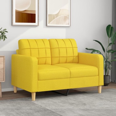 vidaXL Sofá de 2 plazas de tela amarillo claro 120 cm