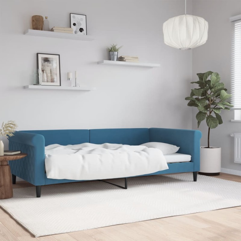 vidaXL Sofá cama terciopelo azul 100x200 cm vidaXL Sofá cama terciopelo azul 100x200 cm