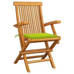 vidaXL Sillas de jardín 2 uds madera teca con cojines verde brillante
