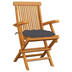 vidaXL Sillas de jardín 6 uds madera teca con cojines gris antracita