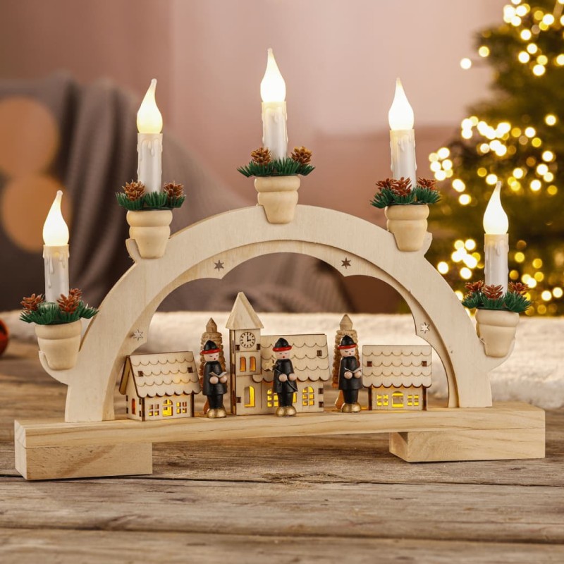 HI Arco de Navidad ornamental con luz de bienvenida HI Arco de Navidad ornamental con luz de bienvenida