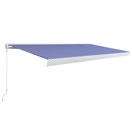vidaXL Toldo de carrete manual azul y blanco 500x300 cm