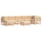 vidaXL Juego de muebles de jardín 8 pzas y cojines madera maciza vidaXL Juego de muebles de jardín 8 pzas y cojines madera maciza