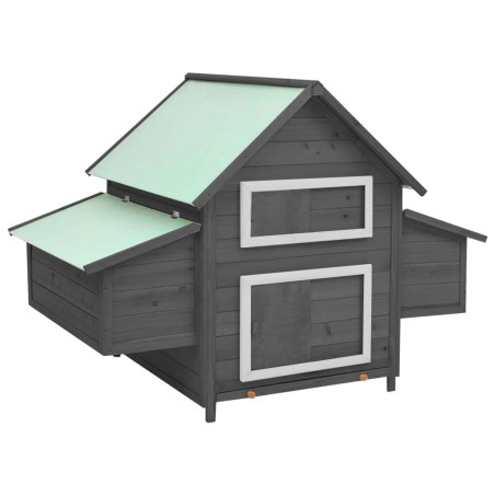 vidaXL Gallinero madera maciza de abeto gris y blanco 152x96x110 cm