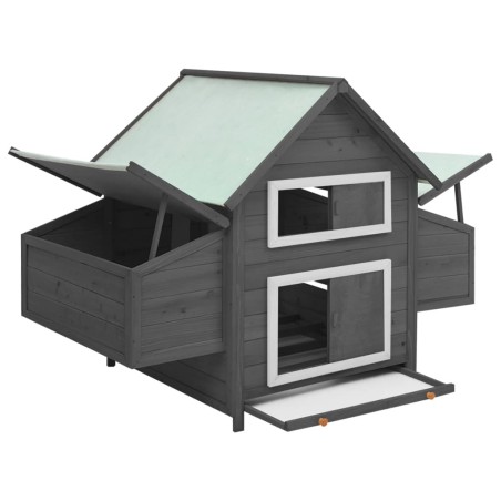 vidaXL Gallinero madera maciza de abeto gris y blanco 152x96x110 cm