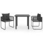 vidaXL Set de comedor de jardín de 3 piezas PVC ratán negro vidaXL Set de comedor de jardín de 3 piezas PVC ratán negro