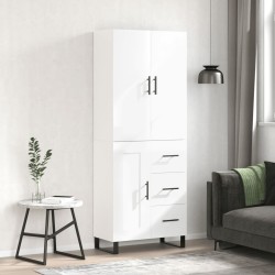 vidaXL Aparador alto madera contrachapada blanco brillo 69,5x34x180 cm