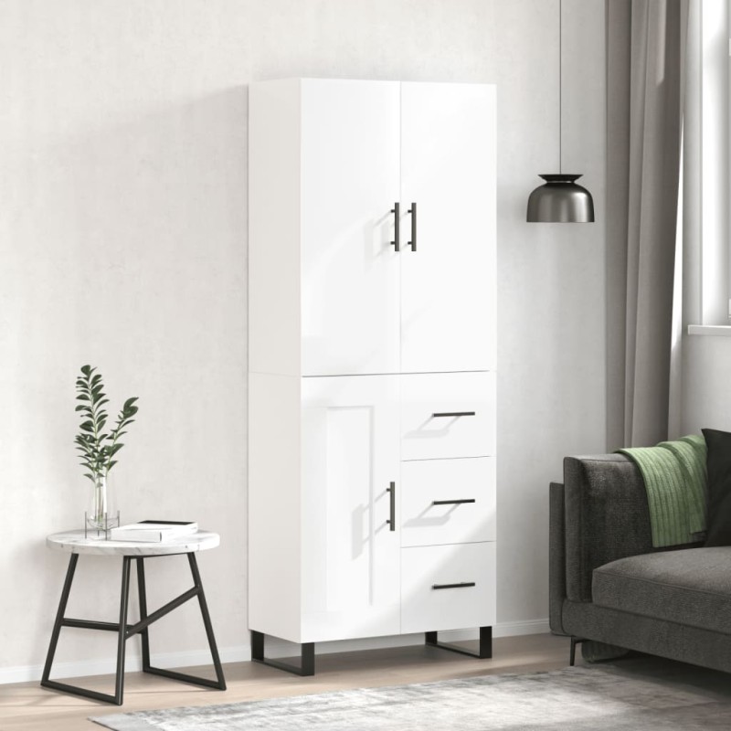 vidaXL Aparador alto madera contrachapada blanco brillo 69,5x34x180 cm vidaXL Aparador alto madera contrachapada blanco brillo 69,5x34x180 cm