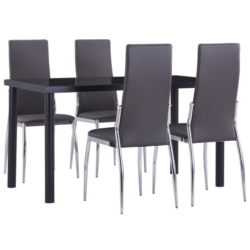 vidaXL Juego de comedor 5 piezas cuero sintético gris vidaXL Juego de comedor 5 piezas cuero sintético gris