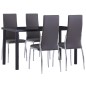 vidaXL Juego de comedor 5 piezas cuero sintético gris vidaXL Juego de comedor 5 piezas cuero sintético gris