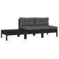 vidaXL Juego muebles de jardín 3 pzas cojines negro madera pino maciza vidaXL Juego muebles de jardín 3 pzas cojines negro madera pino maciza