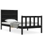 vidaXL Estructura de cama individual con cabecero madera maciza negro vidaXL Estructura de cama individual con cabecero madera maciza negro