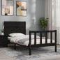 vidaXL Estructura de cama individual con cabecero madera maciza negro vidaXL Estructura de cama individual con cabecero madera maciza negro