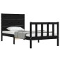 vidaXL Estructura de cama individual con cabecero madera maciza negro vidaXL Estructura de cama individual con cabecero madera maciza negro