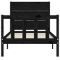 vidaXL Estructura de cama individual con cabecero madera maciza negro vidaXL Estructura de cama individual con cabecero madera maciza negro