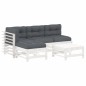 vidaXL Juego de muebles jardín 5 piezas y cojines madera maciza blanco vidaXL Juego de muebles jardín 5 piezas y cojines madera maciza blanco