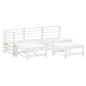 vidaXL Juego de muebles jardín 5 piezas y cojines madera maciza blanco vidaXL Juego de muebles jardín 5 piezas y cojines madera maciza blanco