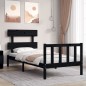 vidaXL Estructura de cama con cabecero madera maciza negro