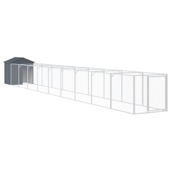 vidaXL Caseta perros con tejado acero galvanizado gris 117x1017x123 cm