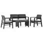 vidaXL Set de muebles jardín 3 pzas y cojines plástico gris antracita