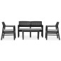 vidaXL Set de muebles jardín 3 pzas y cojines plástico gris antracita