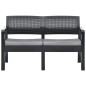 vidaXL Set de muebles jardín 3 pzas y cojines plástico gris antracita